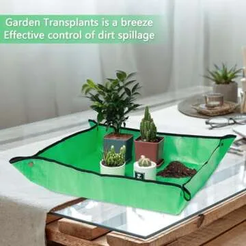 VinYankee Repotting Mat for Transplanting & Potting Soil Mess Control, 26.8" x 26.8" Waterproof Plant Potting Mat, Succulent Orchid Potting Tray for Plant Pots, Gardening Gifts Bonsai Tools