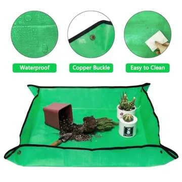 VinYankee Repotting Mat for Transplanting & Potting Soil Mess Control, 26.8" x 26.8" Waterproof Plant Potting Mat, Succulent Orchid Potting Tray for Plant Pots, Gardening Gifts Bonsai Tools