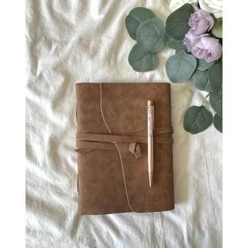 Selene & Gaia | Vegan Leather Journals for Men, Faux Leather Notebook for women, Vintage Style Book of Shadows, Soft Cover Writing Notebook, Travel Diary, Grimoire (Brown | 6x8 | Kraft Brown Lined)