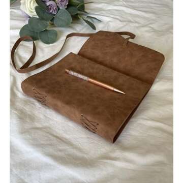 Selene & Gaia | Vegan Leather Journals for Men, Faux Leather Notebook for women, Vintage Style Book of Shadows, Soft Cover Writing Notebook, Travel Diary, Grimoire (Brown | 6x8 | Kraft Brown Lined)