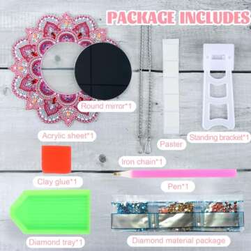 DIY Diamond Painting Mirror for Adults DIY Special Shaped Crystal Diamond Painting Kit Mirror Makeup...