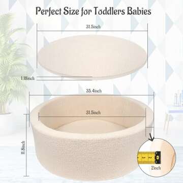 MEOGETY Kids Foam Ball Pits for Toddlers Babies Dogs Cats, Soft Infant Baby Ball Pit Pool for Girls and Boys Gifts, (Balls NOT Included) Imitation Teddy Colours