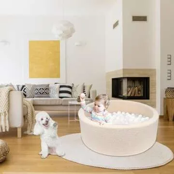 MEOGETY Kids Foam Ball Pits for Toddlers Babies Dogs Cats, Soft Infant Baby Ball Pit Pool for Girls and Boys Gifts, (Balls NOT Included) Imitation Teddy Colours