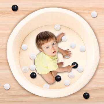 MEOGETY Kids Foam Ball Pits for Toddlers Babies Dogs Cats, Soft Infant Baby Ball Pit Pool for Girls and Boys Gifts, (Balls NOT Included) Imitation Teddy Colours