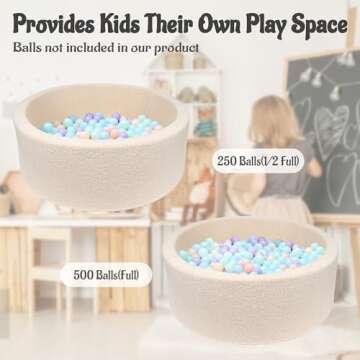 MEOGETY Kids Foam Ball Pits for Toddlers Babies Dogs Cats, Soft Infant Baby Ball Pit Pool for Girls and Boys Gifts, (Balls NOT Included) Imitation Teddy Colours