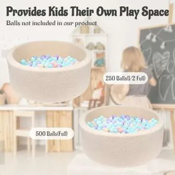 MEOGETY Kids Foam Ball Pits for Toddlers Babies Dogs Cats, Soft Infant Baby Ball Pit Pool for Girls and Boys Gifts, (Balls NOT Included) Imitation Teddy Colours