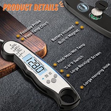 Instant Read Digital Meat Thermometer with Backlight