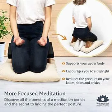 Waterglider International Meditation Bench (Burgundy), Seiza, Sustainable Acacia Wood with Curved Bottom Edges for The Perfect Posture, Meditation Stool, Prayer Bench, Meditation Chair, Yoga Stool