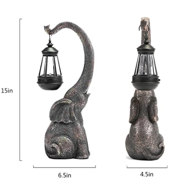 15" Solar Elephant Sculpture for Garden Decor