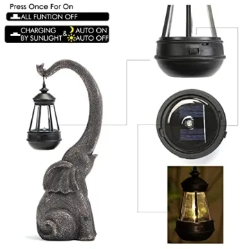 15" Solar Elephant Sculpture for Garden Decor