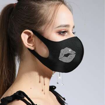 9 Pieces Lips Rhinestone Iron-On Transfers for Sparkle Style