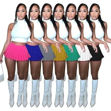 Chic Mini Skater A-line Skirts for Women in Black