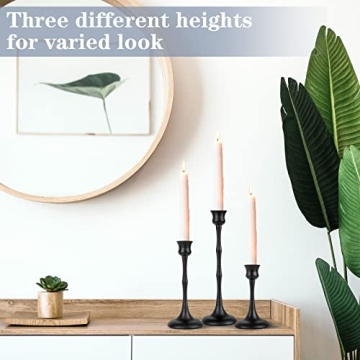 Set of 3 Elegant Black Candle Sticks - Vintage Home Decor