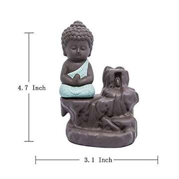 Waterfall Incense Burner Buddha Ceramic Holder for Relaxation
