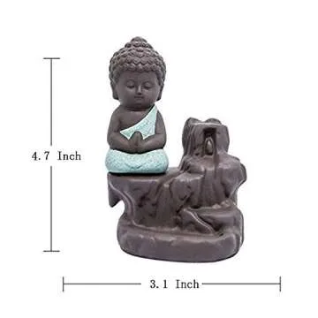 Waterfall Incense Burner Buddha Ceramic Holder for Relaxation