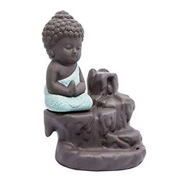 Waterfall Incense Burner Buddha Ceramic Holder for Relaxation
