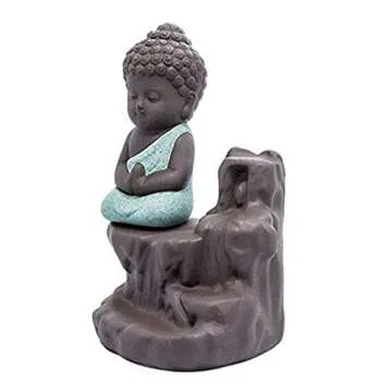 Waterfall Incense Burner Buddha Ceramic Holder for Relaxation