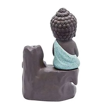 Waterfall Incense Burner Buddha Ceramic Holder for Relaxation