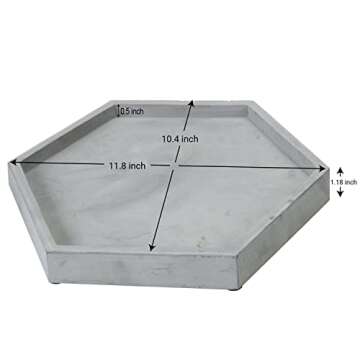 MyGift Gray Hexagonal Concrete Vanity Tray for Bathroom