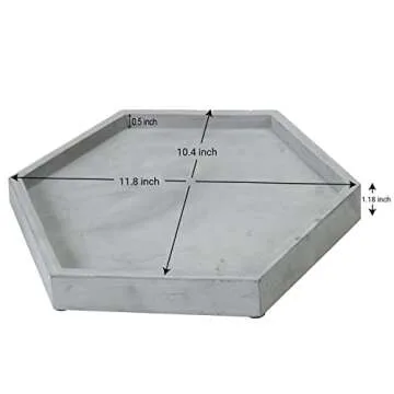 MyGift Gray Hexagonal Concrete Vanity Tray for Bathroom