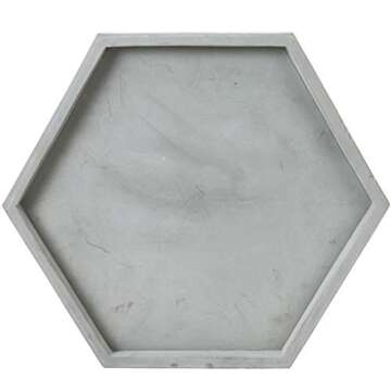 MyGift Gray Hexagonal Concrete Vanity Tray for Bathroom