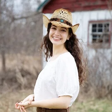 Charming TOVOSO Straw Cowboy Hat - Perfect for All Outdoors