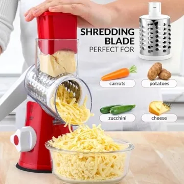 Zulay Kitchen Hand Crank Cheese Grater with 3 Blades