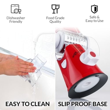 Zulay Kitchen Hand Crank Cheese Grater with 3 Blades