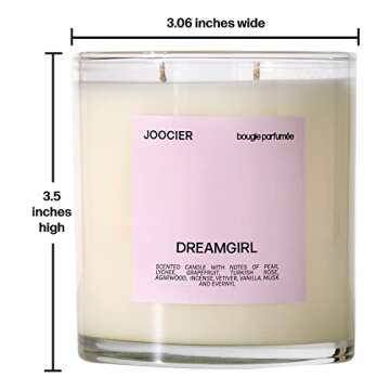 JOOCIER | Dreamgirl Candle- Pear, Lychee, Rose, Incense | Delina Exclusif Fragrance Inspired Candle 10 oz 70+ Hour Burn time Double Wick Luxury Home Fragrance Scented Candle Home décor Non Toxic