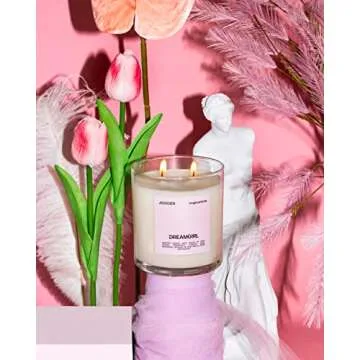 JOOCIER | Dreamgirl Candle- Pear, Lychee, Rose, Incense | Delina Exclusif Fragrance Inspired Candle 10 oz 70+ Hour Burn time Double Wick Luxury Home Fragrance Scented Candle Home décor Non Toxic