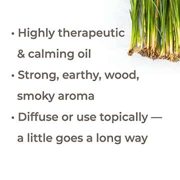 Plant Therapy Vetiver Organic Essential Oil 5 mL (1/6 oz) Pure, Undiluted, Therapeutic Grade