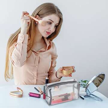 6 Pieces Mesh Makeup Bags Mesh Cosmetic Bag Portable Travel Organizing Zipper Pouch Toiletries Makeup Pouches for Home Office Travel Accessories (Chic Colors)