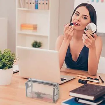 6 Pieces Mesh Makeup Bags Mesh Cosmetic Bag Portable Travel Organizing Zipper Pouch Toiletries Makeup Pouches for Home Office Travel Accessories (Chic Colors)