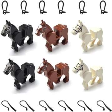 FULHOLPE Military Steed Model Building Block Set Compatible with Minifigure, Accessories Set with Ho...