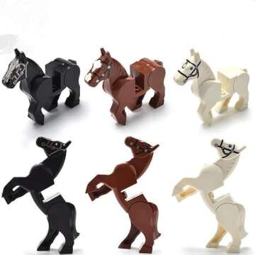 FULHOLPE Military Steed Model Building Block Set Compatible with Minifigure, Accessories Set with Horse Whip and Saddle