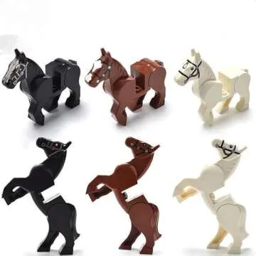 FULHOLPE Military Steed Model Building Block Set Compatible with Minifigure, Accessories Set with Horse Whip and Saddle