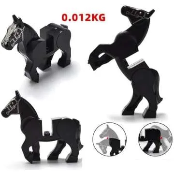 FULHOLPE Military Steed Model Building Block Set Compatible with Minifigure, Accessories Set with Horse Whip and Saddle