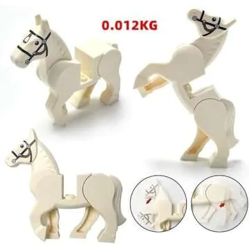 FULHOLPE Military Steed Model Building Block Set Compatible with Minifigure, Accessories Set with Horse Whip and Saddle
