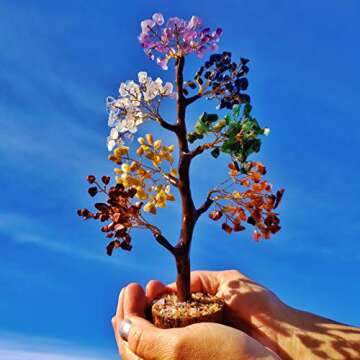 Tangie Marie Premium Seven Chakra Crystal Tree for Positive Energy Money Gemstone Bonsai Tree for Go...
