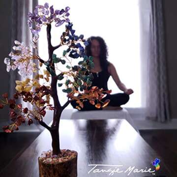 Tangie Marie Premium Seven Chakra Crystal Tree for Positive Energy Money Gemstone Bonsai Tree for Good Luck Prosperity Reiki Life Money Feng Shui Meditation Decor