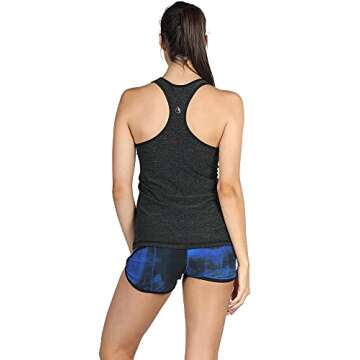 icyzone Workout Tank Tops for Women - Racerback Athletic Yoga Tops, Running Exercise Gym Shirts(Pack of 3)(S, Black/Granite/Orange)
