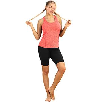 icyzone Workout Tank Tops for Women - Racerback Athletic Yoga Tops, Running Exercise Gym Shirts(Pack of 3)(S, Black/Granite/Orange)