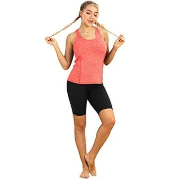 icyzone Workout Tank Tops for Women - Racerback Athletic Yoga Tops, Running Exercise Gym Shirts(Pack of 3)(S, Black/Granite/Orange)