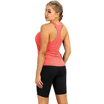 icyzone Workout Tank Tops for Women - Racerback Athletic Yoga Tops, Running Exercise Gym Shirts(Pack of 3)(S, Black/Granite/Orange)