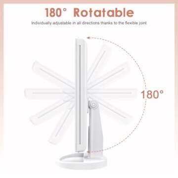 WEILY Makeup Vanity Mirror with 21 LED Lights and Touch Screen, Tri-Fold 1x 2X 3X Magnification,180° Adjustable Rotation and USB Powered,Countertop Cosmetic Mirror (White)
