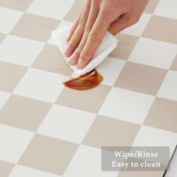 Ohocut Checkered Dish Drying Mat for Kitchen Counter, Coffee Bar, Coffee Station Accessories, Retro Cute Aesthetic Modern Absorbent Coffee Mat Kitchen Drying Mat Easy Clean, Beige 16" x 24"