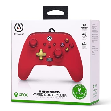 PowerA Wired Controller for Xbox Series X|S, Red with Custom Buttons