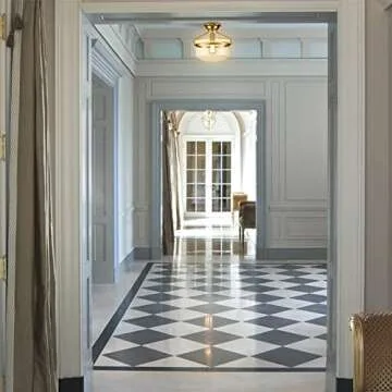 YUBOLE Modern Mid-Century Gold Clear Glass Ceiling Lights Brass 14" Wide Semi Flush Mount Ceiling Lighting Fixture for Bedroom Kitchen Hallway Bathroom