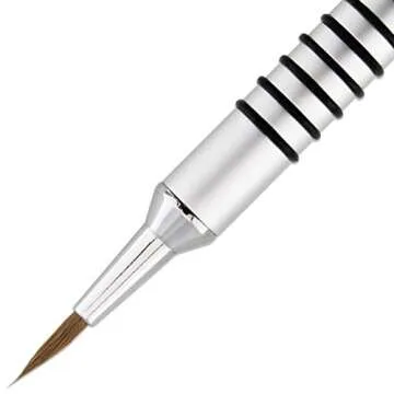 PANA 3D Kolinsky Acrylic Nail Art Sculpture Brush with Silver Metal Non-Slip Grip Handle for Manicures 3D Nail Art Flower Designs (Size #2)