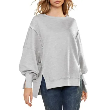 AUTOMET Oversized Crewneck Sweatshirt for Cozy Fall Style